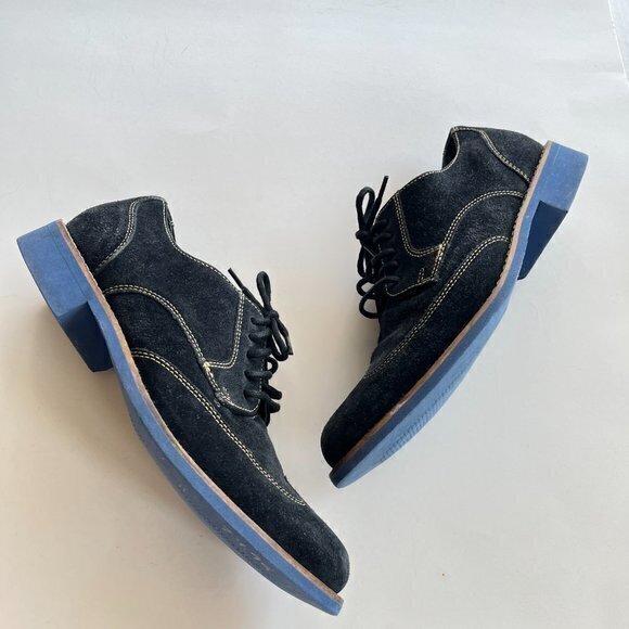 Cole Haan Black Suede Wingtip Oxford Men’s Size 7M Shoes Lace‎ Up Work Career - Picture 8 of 9